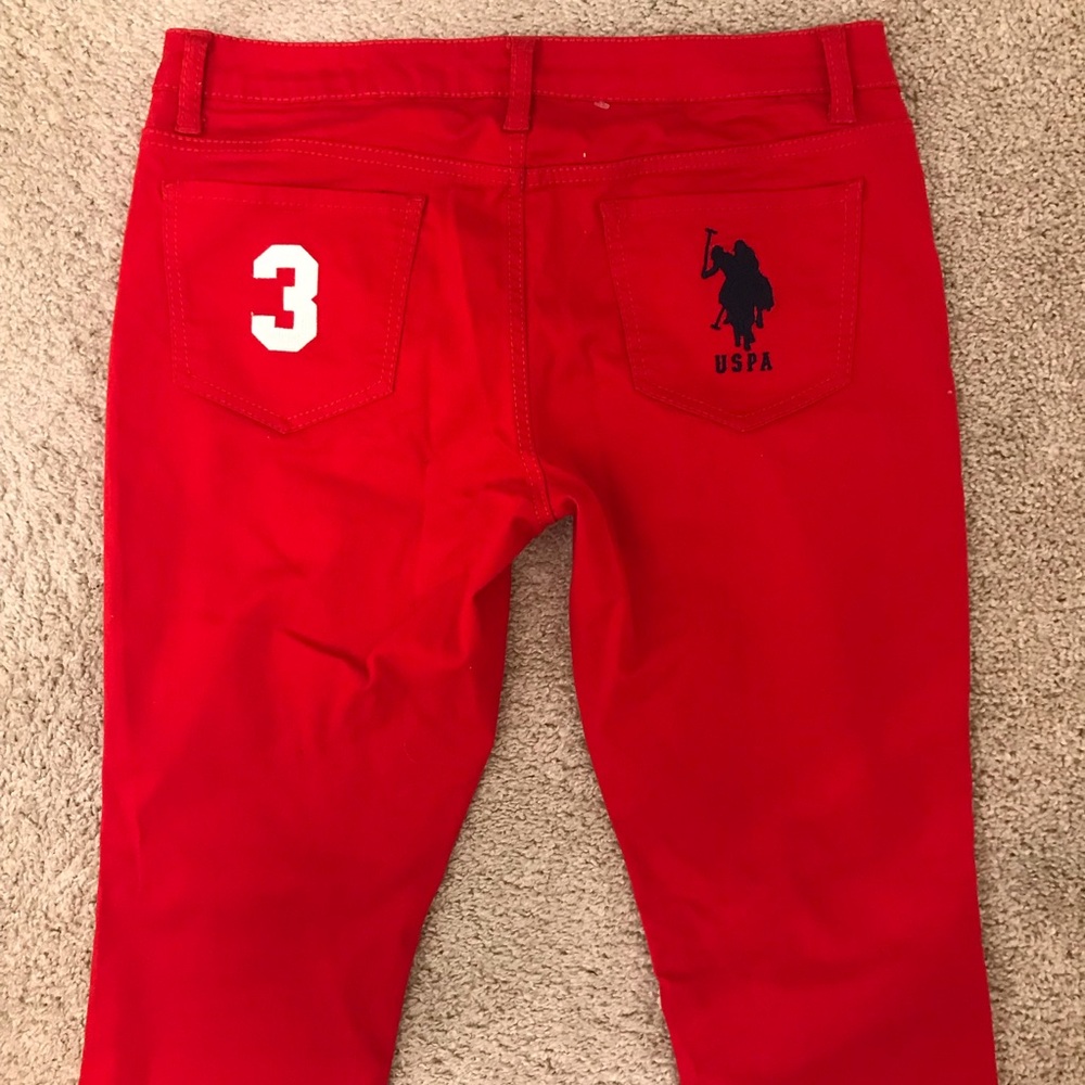 US polo red pants womens 11/12 regular embroidery pony logo